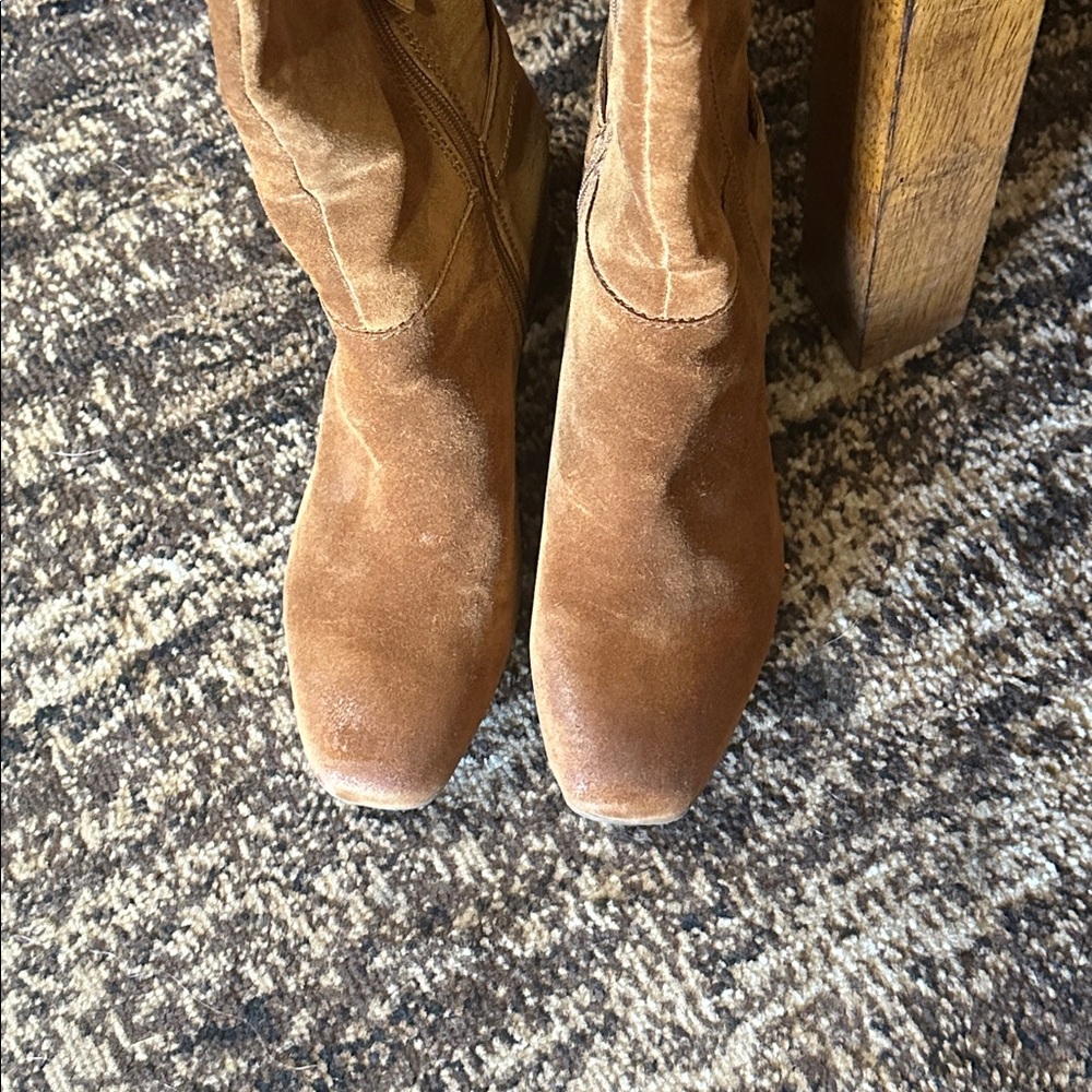 Franko Sarto Elegant Tan Suede Knee-High Boots - Picture 9 of 9